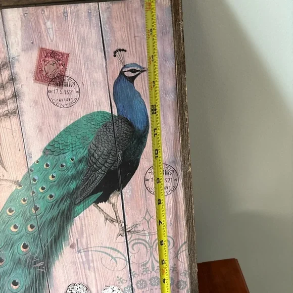 Rustic Peacock Wall Art Framed Wood Plaque Farmhouse Decor - Picture 4 of 5